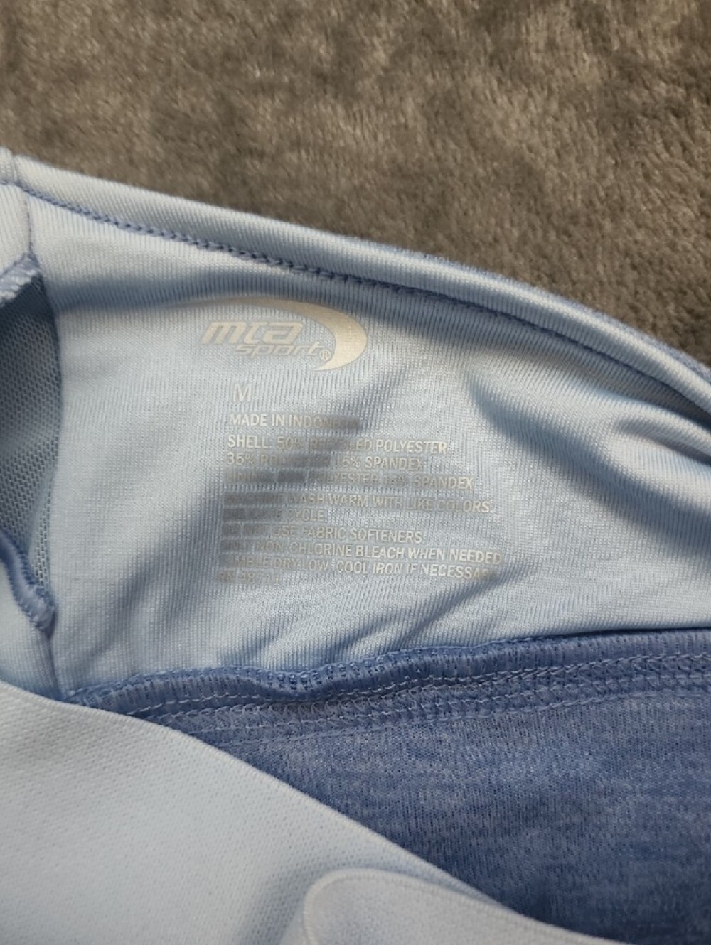 MTA Sport Dusty Blue Sports Bra with Cream Crossover Straps - Picture 3 of 5